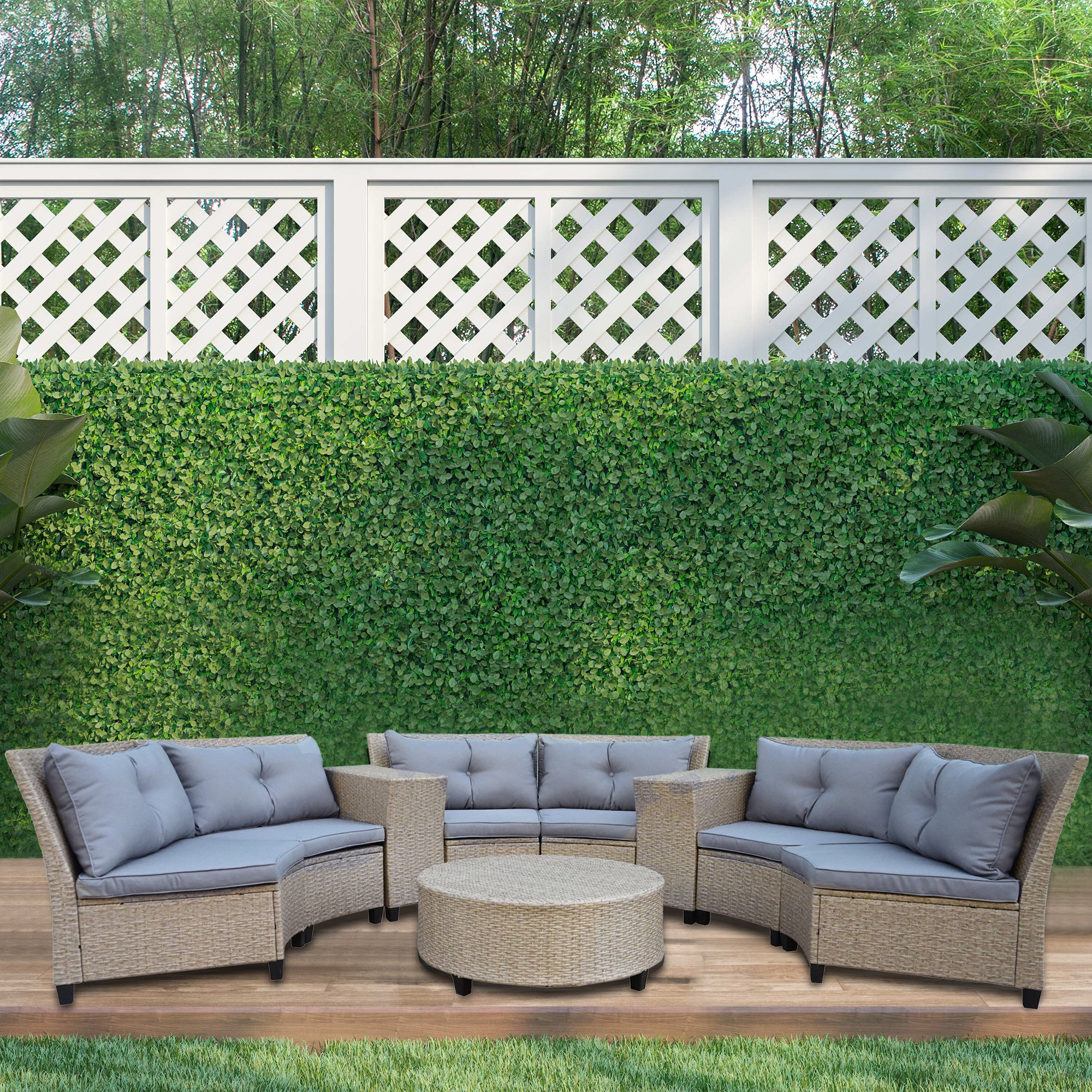 Latitude Run® Haverville 130.3'' Wicker Outdoor Patio Sectional Wayfair