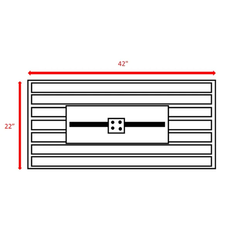 43" Rectangular Fire Pit with Smoked Glass and Metal Frame