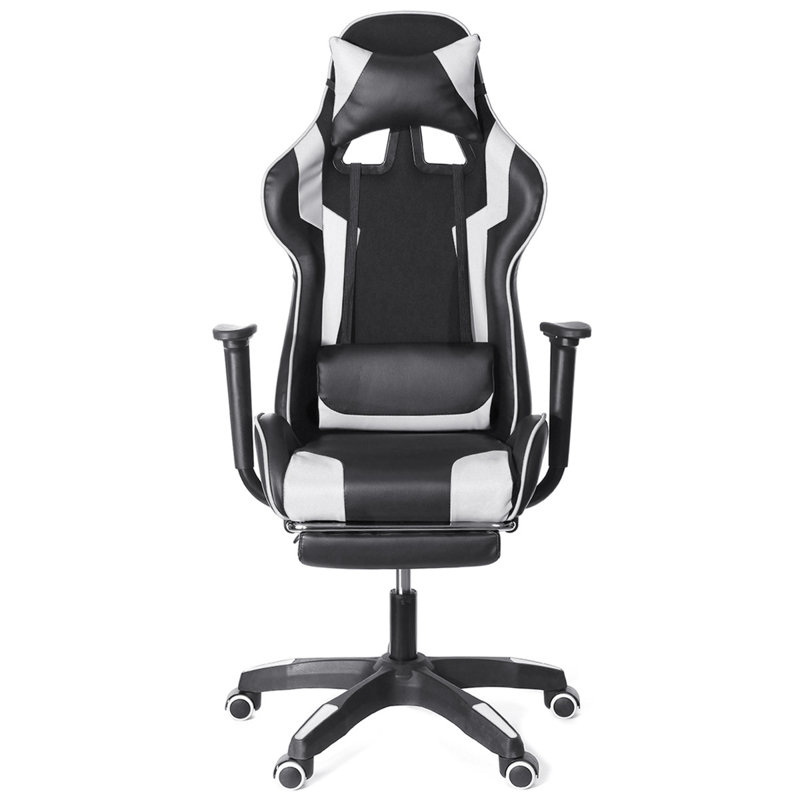 Blue Elephant Faux Leather Swiveling PC & Racing Game Chair with Footrest