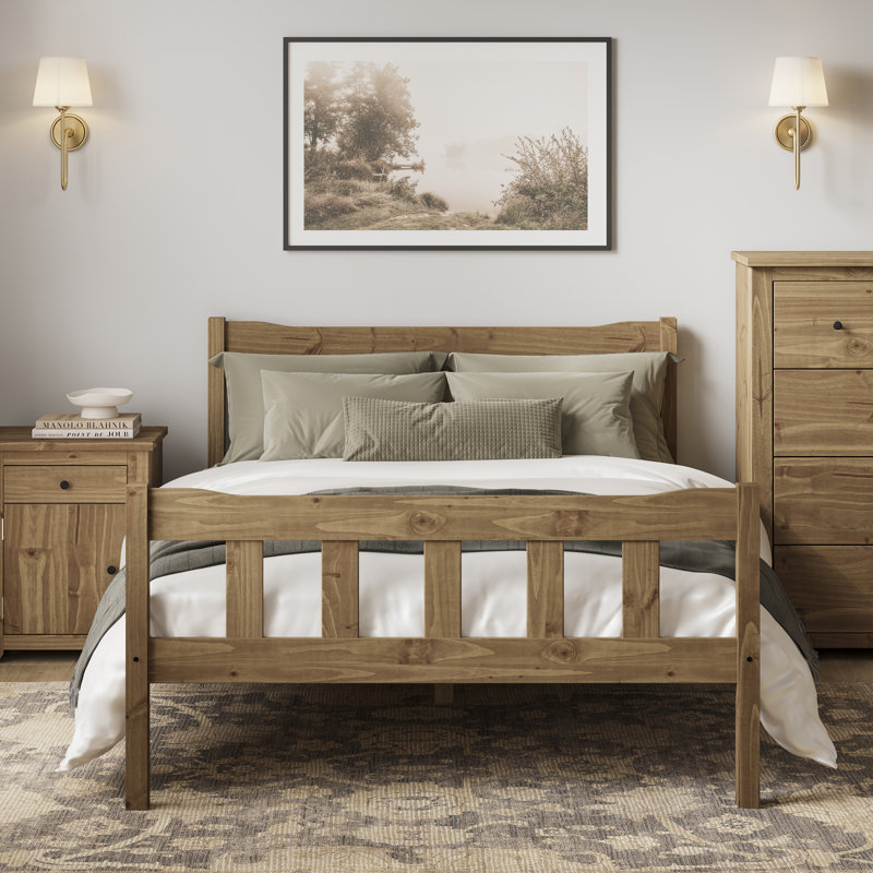 Throop Solid Wood Bed, Double (4'6), Natural