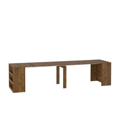 Extendable Foldable Dining Table, Adjustable Wood-Finish Particle Board Console Table for 1-10 People