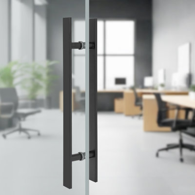 Poignée de porte à double face en acier inoxydable, paire de poignées de porte de grange coulissantes à pousser, poignée de porte en forme de H commerciale (23,43 x 1,6 x 5,91 po)
