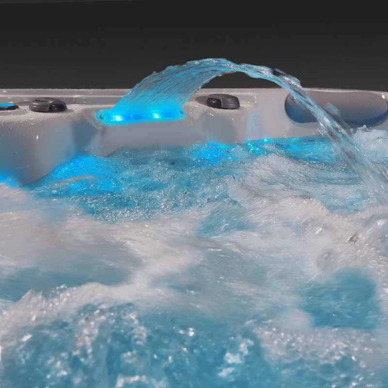 Destination™ 6-Person 59-Jet 80-Port 4-Pump Non-Lounger Hot Tub Spa with Bluetooth, Stainless Steel Heater, Programmable LED Lighting, Insulated Cover Included