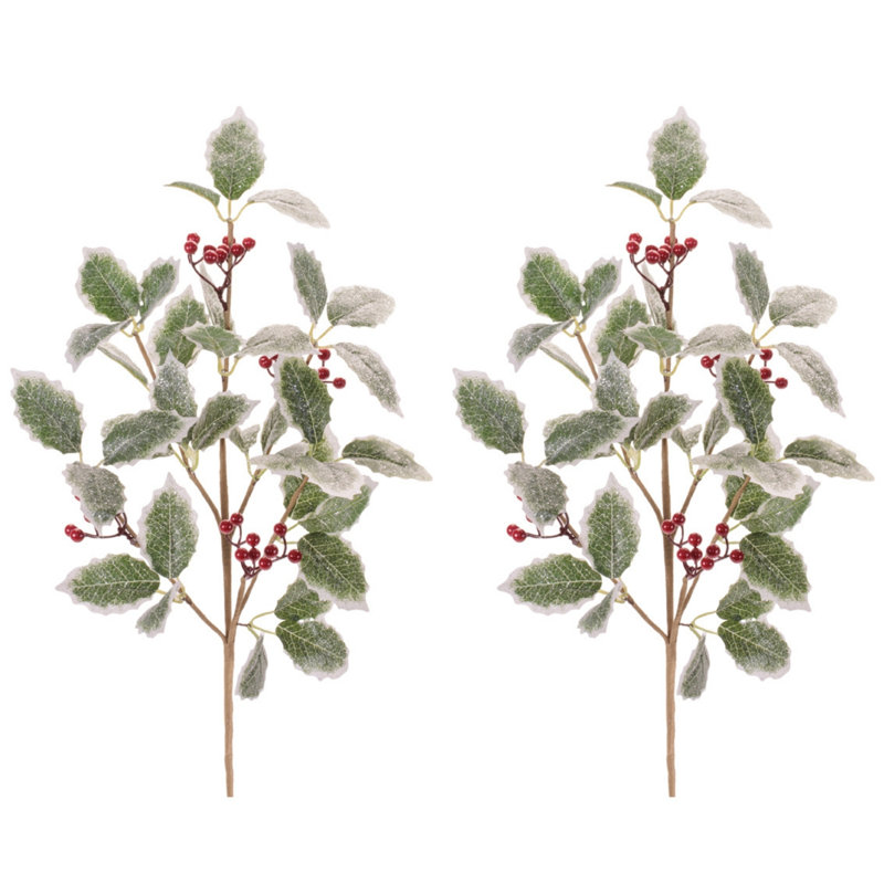 Ensemble de 2 feuilles de houx et baies