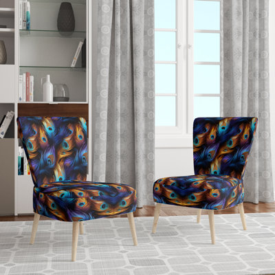 Chaise d'appoint décorative bohème et éclectique en velours bleu et pruple