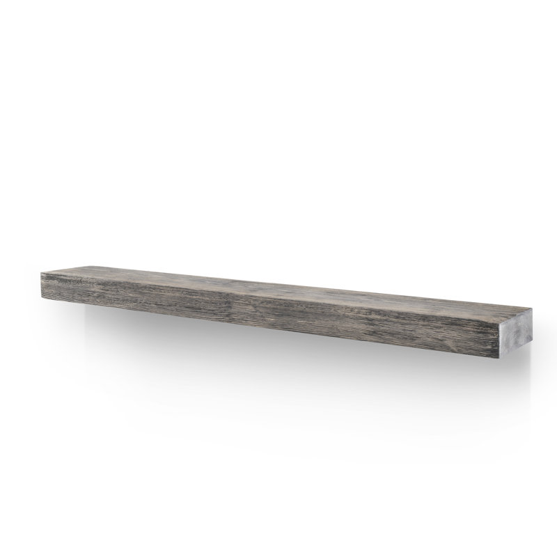 Cleamon Hand Carved Wood Mantel, Gray, 72"