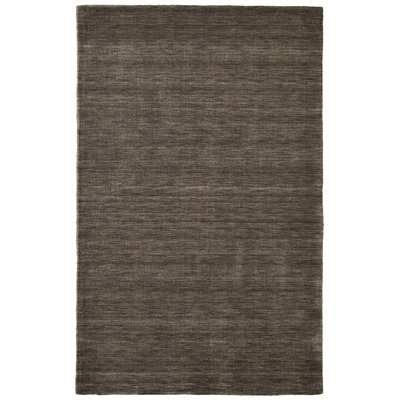 Tapis gris foncé en laine tissé à la main Lineville