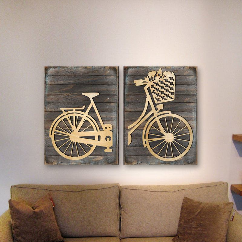 G.DeBrekht Set of 2 Vintage Messenger Bike Wall Décor