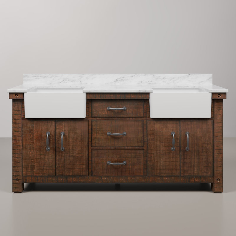 Paisley 72'' W Double Vanity, Rustic Sienna, No