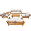 6-Piece Acacia Wood Modular Outdoor Sofa Set - 7 Seats, 2 Tables, Thick Removable Cushions