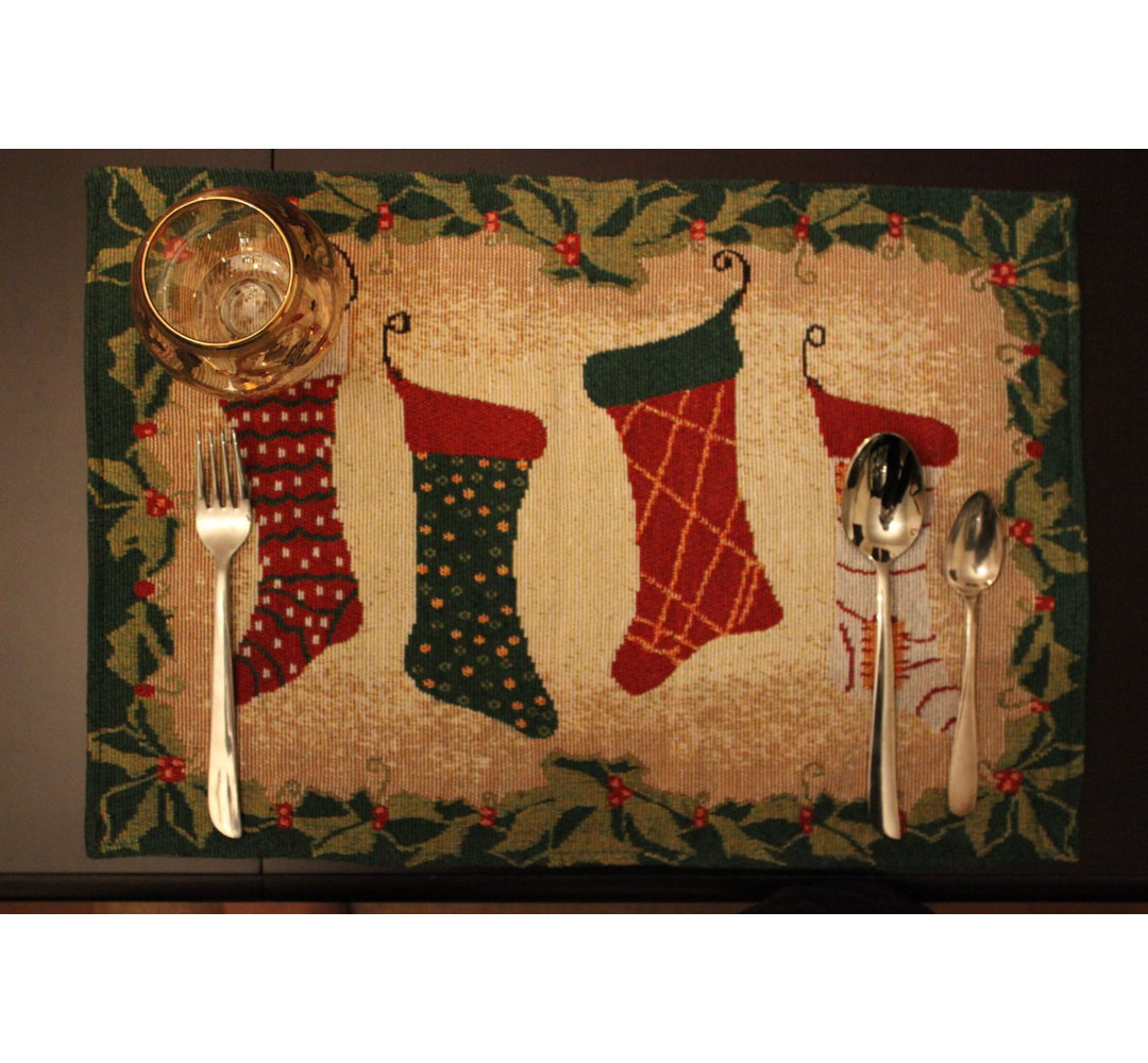 Stockings Polyester Rectangle Placemat (Set of 4) Tache Home Fashion