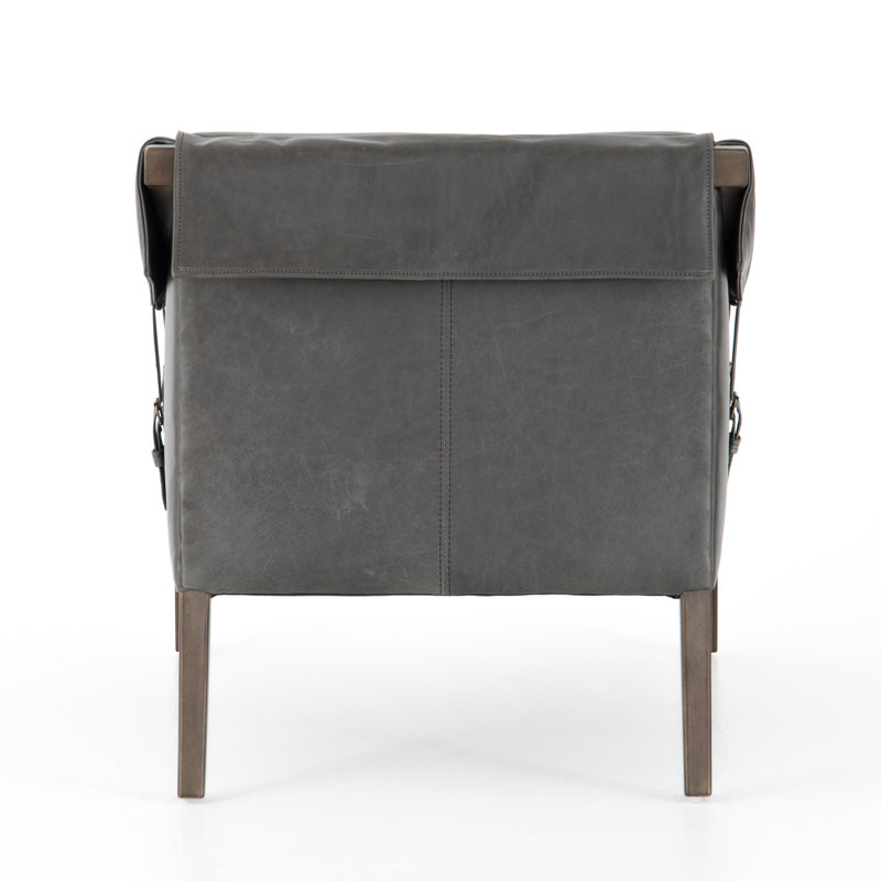 Karin 27" Wide Armchair, Dulane Moss Genuine Leather, Brown