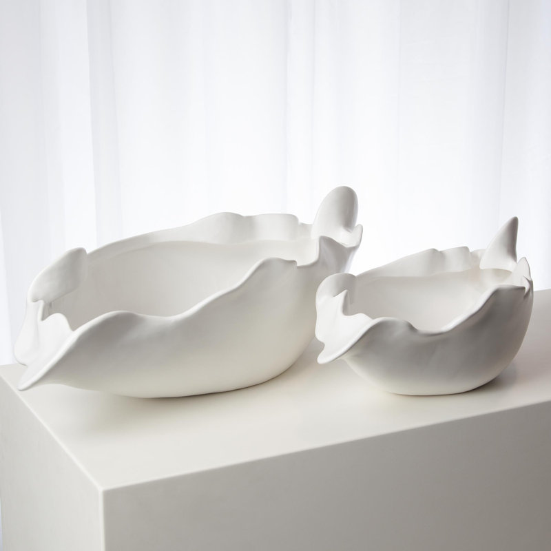 Free Form Bowl-Matte White, 7" H x 21" W x 9" D