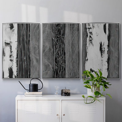 Printed Brushed Nickel Abstract II - Multi Piece Framed Canvas