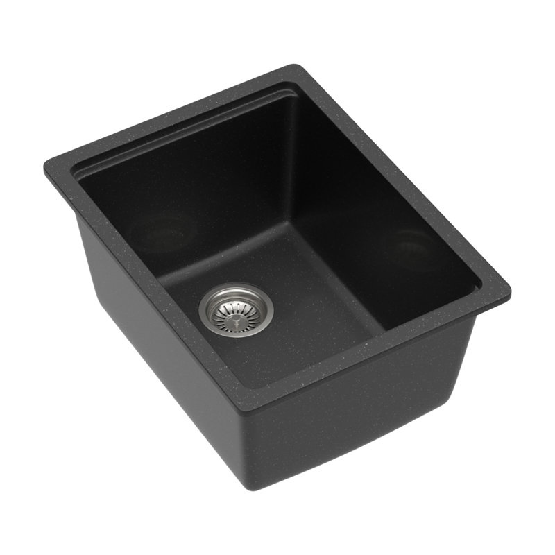 Évier de bar à quartz - Évier de cuisine encastrable en granite noir 15 po x 20 po