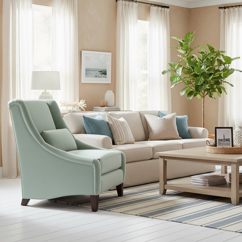Adriana Chair, Sky Blue Cotton