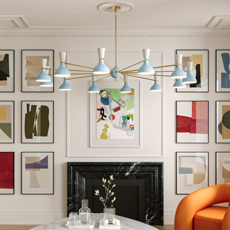 Lustre Clare Light, Laiton moderne, H 56,25 po x l 76 po x P 15 po, Rouge rubis
