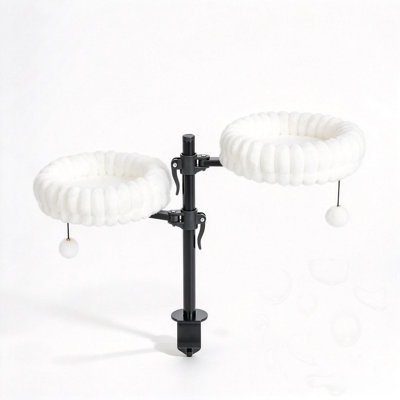 Indoor Cat Desk Hammock Bed with 2 Removable Beds and 2 Hanging Balls