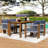 5Pcs Outdoor Acacia Wood Dining Set for 4 with Cushioned Chairs and Patio Slatted Table-91704199