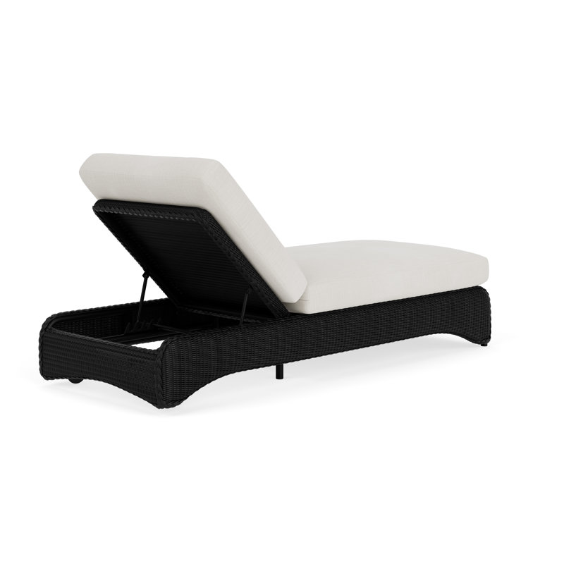 Loom Outdoor Chaise Lounge, Rollo Linen, Ebony