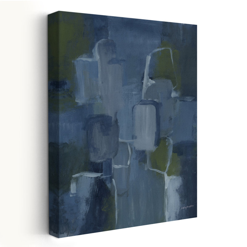 Bleu Jean bébé I contemporain abstrait noir bleu vert, H 48 po x l 32 po