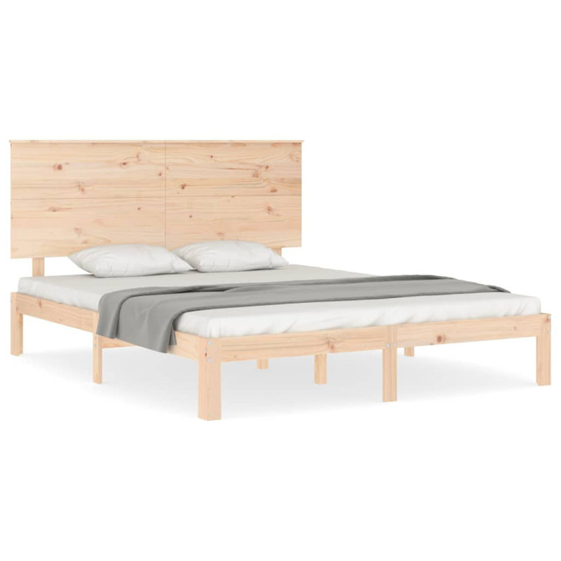 Bed Frame with Headboard, Natural, Kingsize (5')