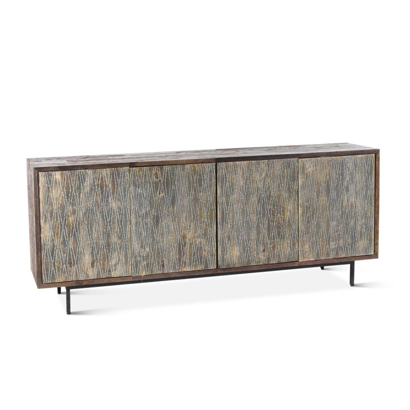 Buffet en bois massif de manguier de 80 po de large Evylène