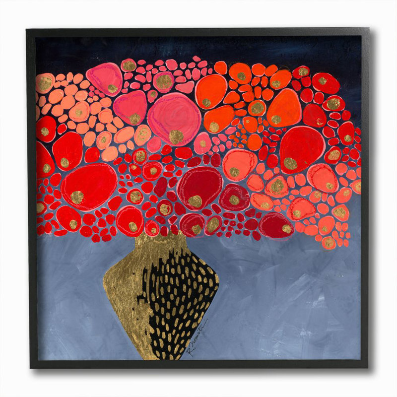 Abstrait rond bouquet de fleurs dans un vase par Troisième et mur - reproduction d'art, H 12 po x l 12 po x P 1,5 po