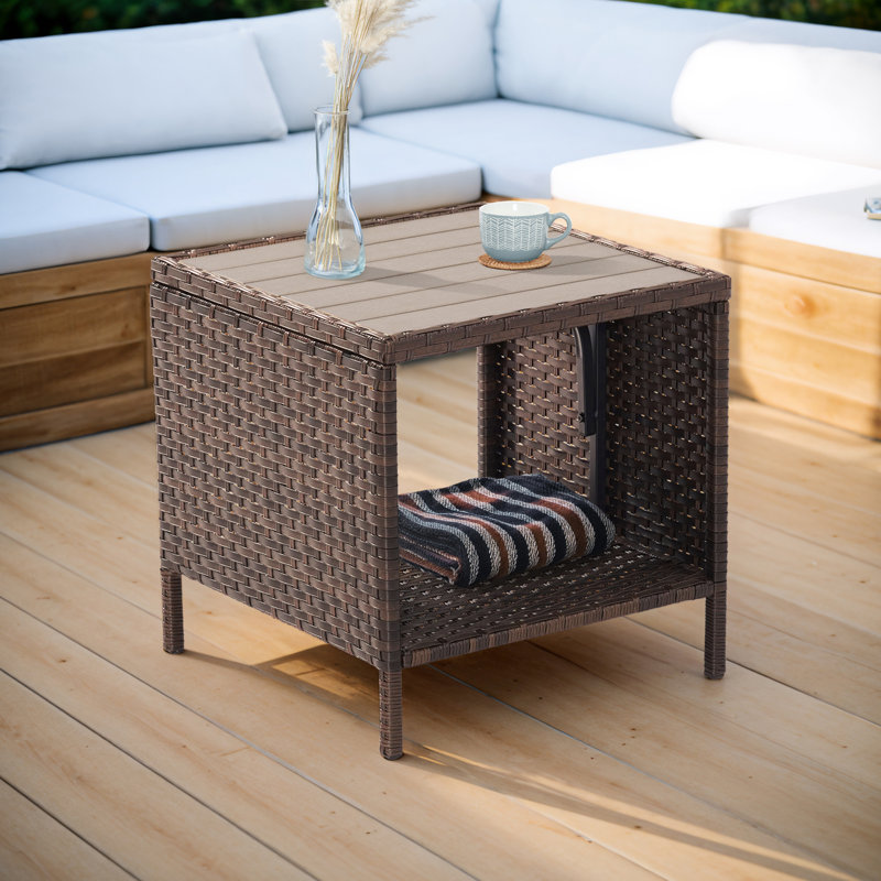 Kamario Square Outdoor Side Table , 18.11 " W 18.11 " D, Brown