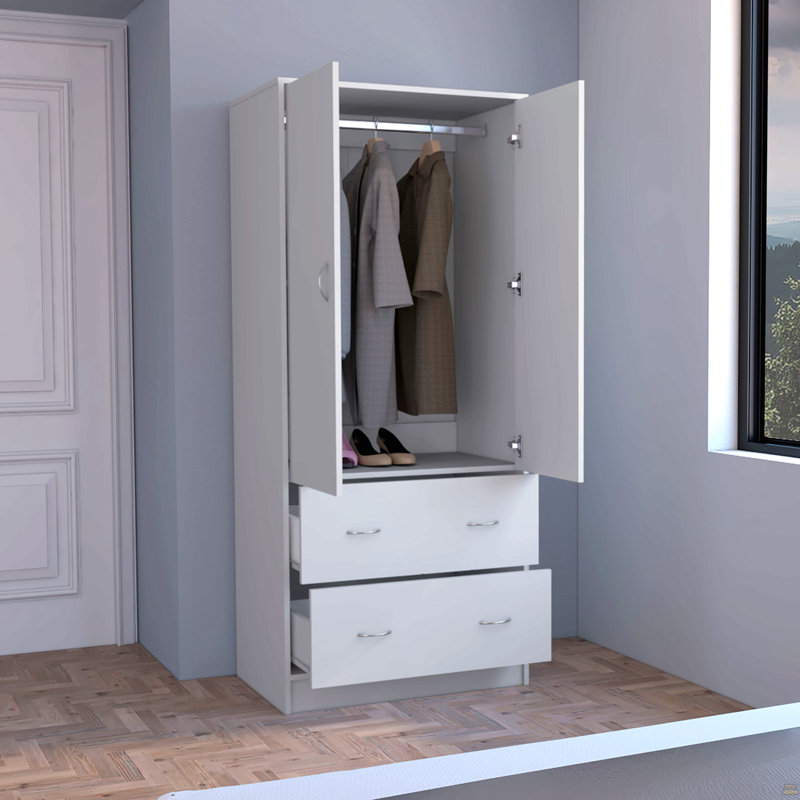 Armoire 2 portes et 2 tiroirs Taly - blanc, Blanc