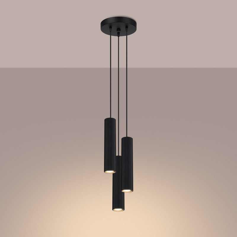 Bonina 3 - Light Brushed Nickel Pendant, Black