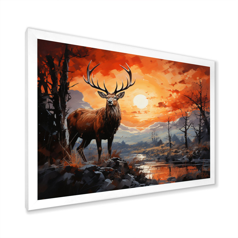 Deer Bold Silhouette - Animals Canvas Prints, Cadre simple blanc, H 24 po x l 32 po x P 1 po