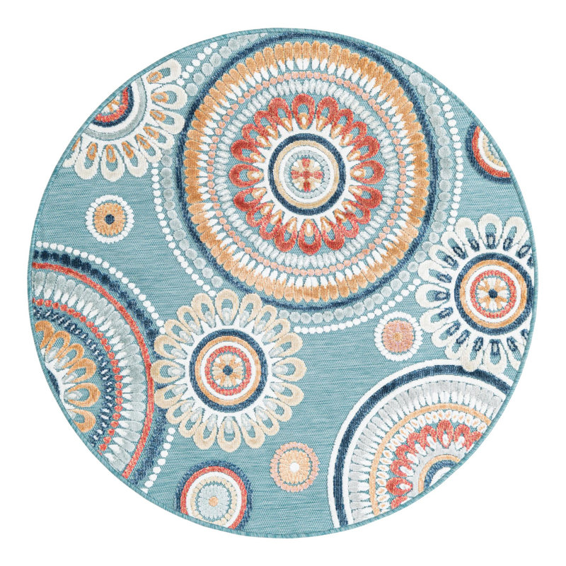 Firman Spiral Wygant Indoor/Outdoor Area Rug, Round 4'5"