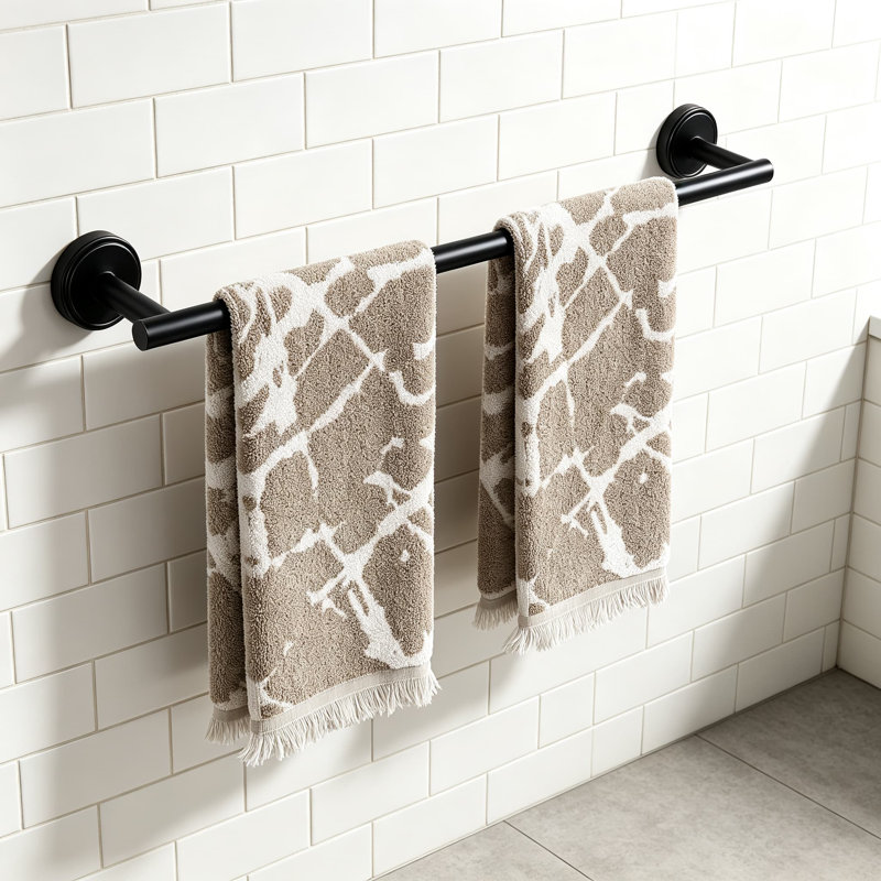 Stainless Steel Towel Bar for Bathroom - Matte Black Wall Mounted Towel Rack with Hardware, Modern Bathroom Towel Holder for Home Decor