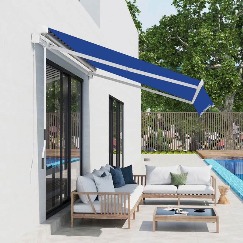 Auvent rétractable de patio 8 pi x 7 pi Outsunny, Bleu