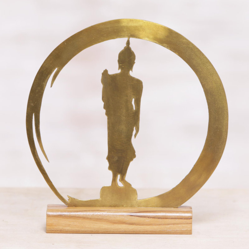 Novica Standing Buddha Dome Brass Sculpture
