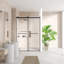 Porte de douche à rouleau exposée sans cadre de couleur noire mat avec verre transparent Belizzi l 52 po x H 76 po