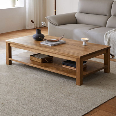 Table basse brune en bois massif brun