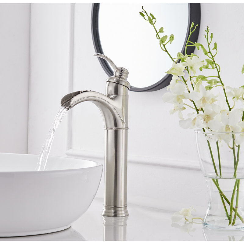 Single-handle Bathroom Faucet with Drain Assembly, Brushed Nickel
