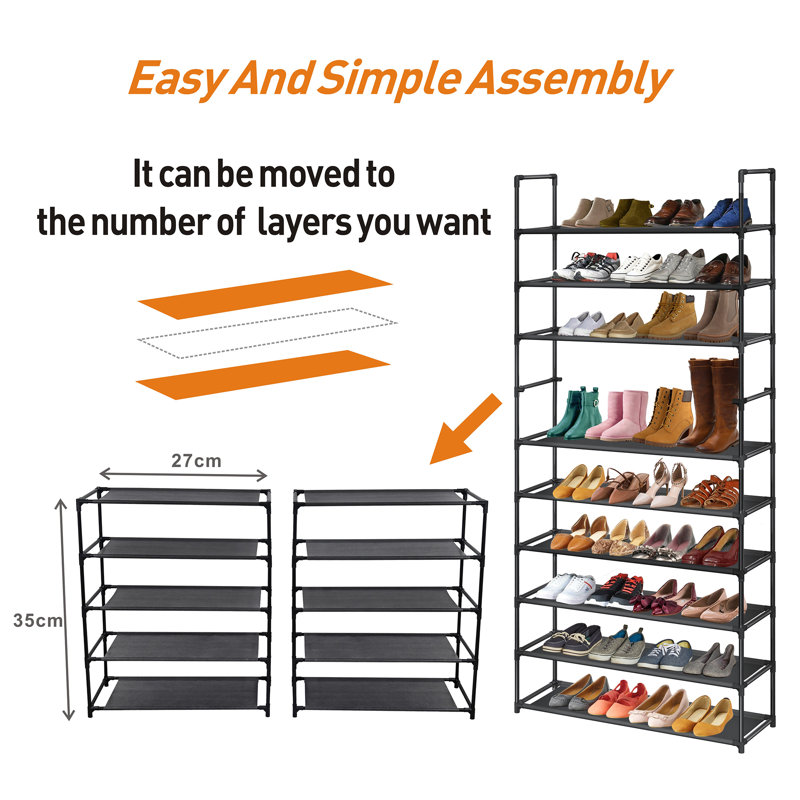 10 Tier Shoe Rack, Black