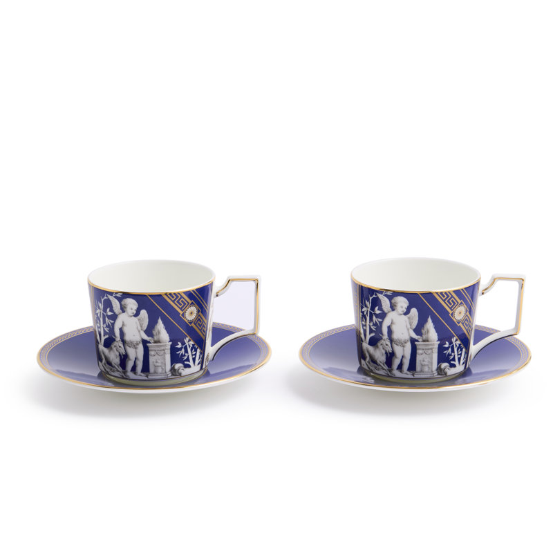 Renaissance Bone China Teacup, Blue/Gold