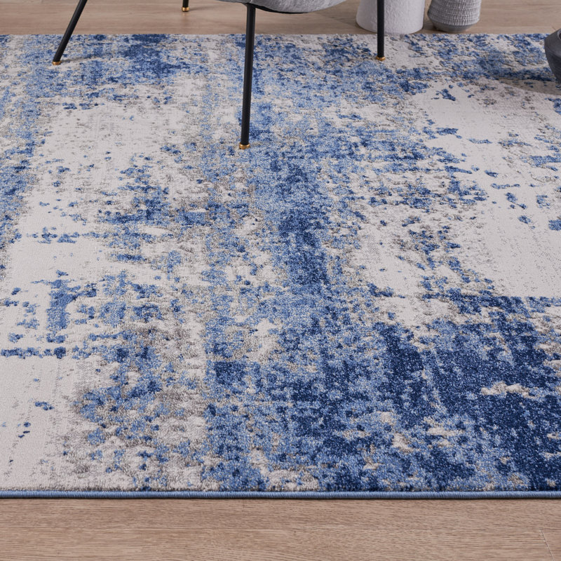 Tapis indigo Mancy, Rectangle l 2 pi 3 po x L 4 pi 3 po