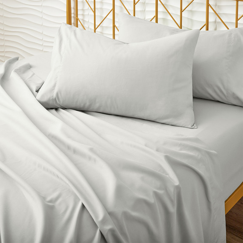 Twin XL Silver Organic Cotton Bamboo Microfiber Sheet Set