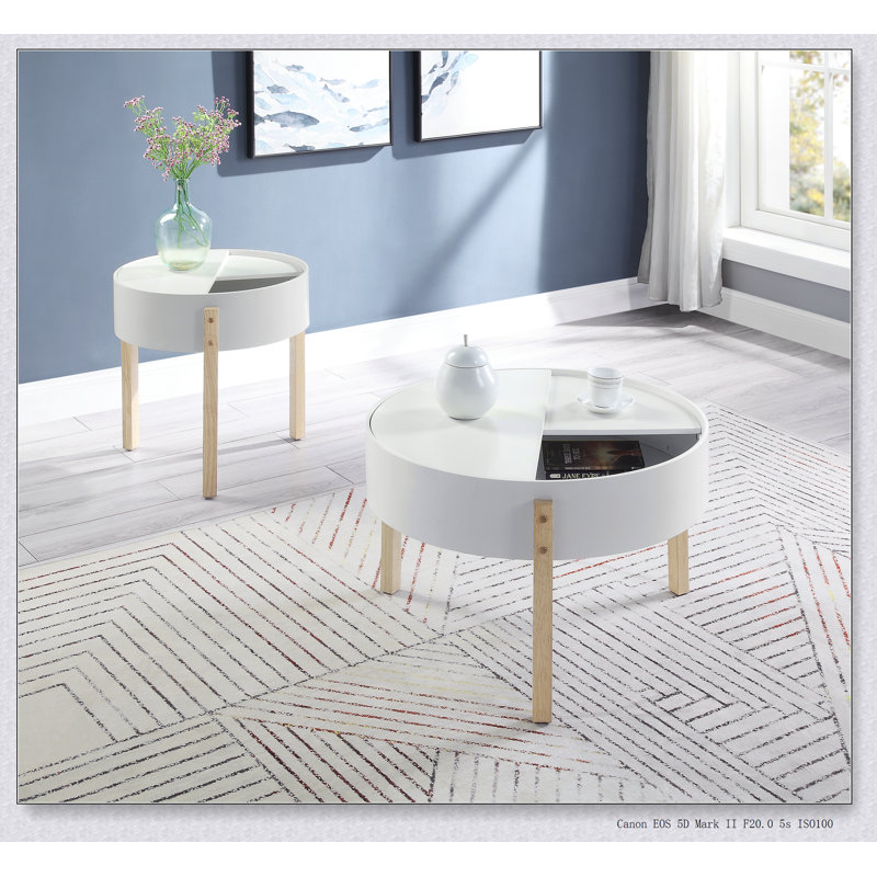 Bodfish White & Natural Round End Table