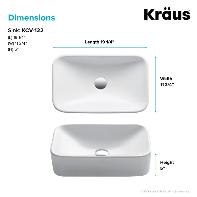 Elavo Ceramic Rectangular Vessel Bathroom Sink
