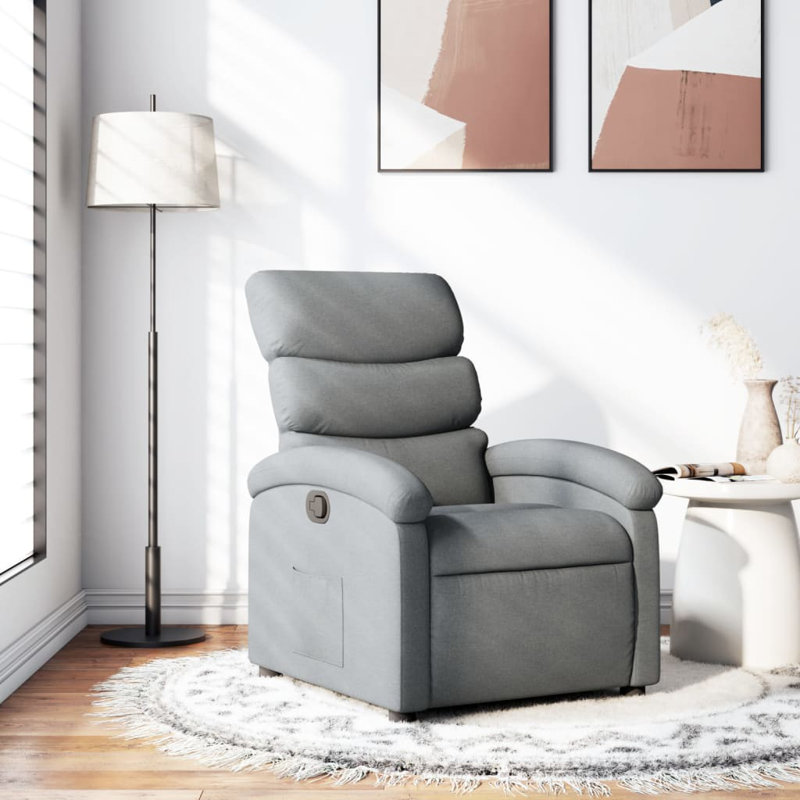 Fauteuil inclinable Monecia, dossier / repose-pieds réglable, tissu, Tissu gris pâle