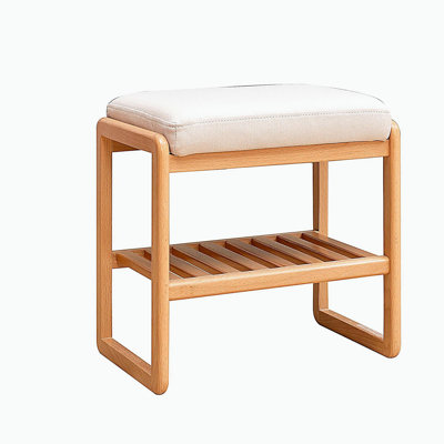 Solid Wood Shoe Bench, Storage Rack Organizer with High Rebound Sponge Cushion