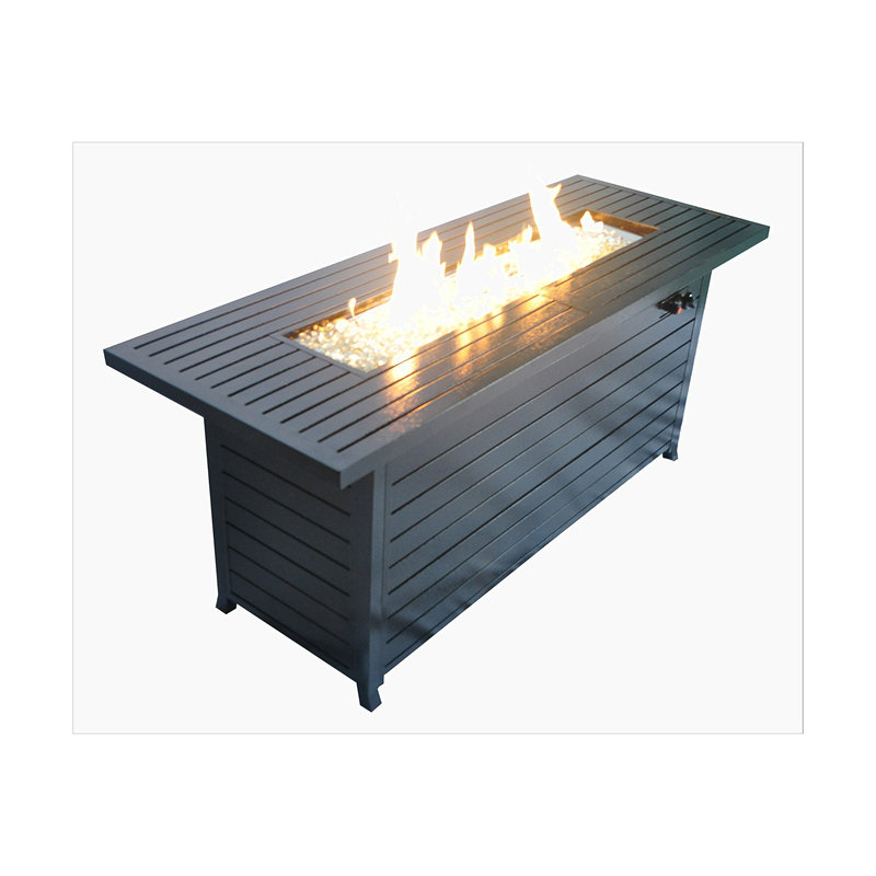 Outdoor Gas Propane Fire Pits Table, Dinning Table With Lid, Black