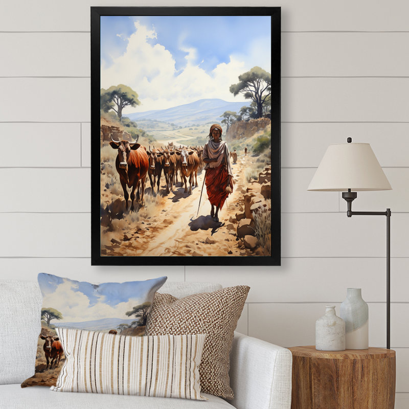 «Tribute African Tribus», reproduction d'art sur toile, Cadre simple noir, H 20 po x l 12 po x P 1 po