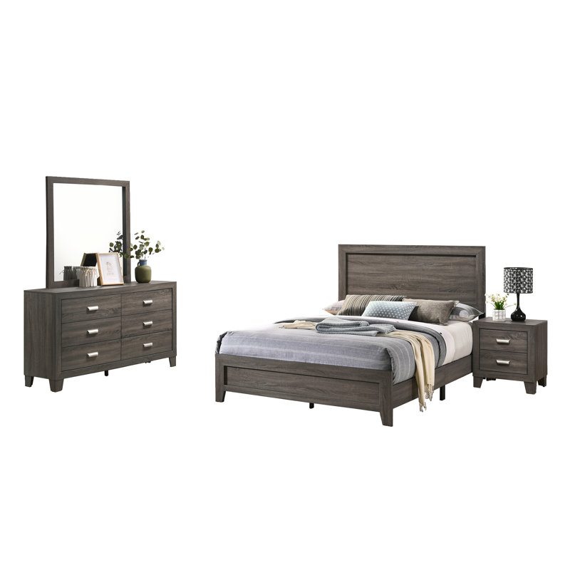 Ensemble de chambre à coucher standard 4 pièces Anastasia, Gris, Jumeau